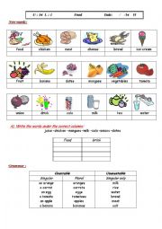 English Worksheet: Food