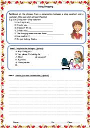 English Worksheet: Work sheet Going shopping