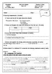 English Worksheet: test