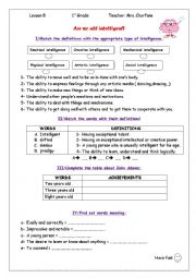 English Worksheet: ARE WE ALL INTELLIGENT?