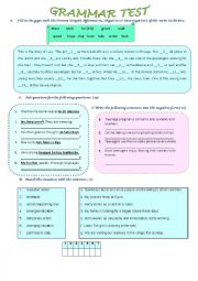 English Worksheet: Grammar Test