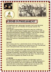 English Worksheet: A bomb in Parliament 