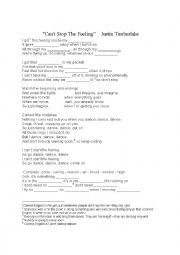 cant stop the feeling song worksheet