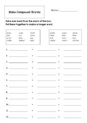 English Worksheet: compound word