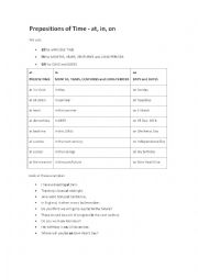 English Worksheet: Prepositions of Time