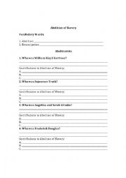 English Worksheet: Abolition of Slavery