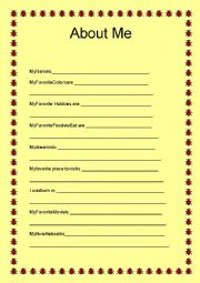 All About Me - ESL worksheet by lunamar776