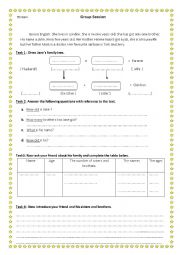 English Worksheet: introduce ones family