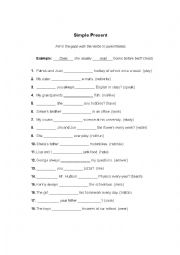 English Worksheet: Present Simple exercises