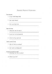 English Worksheet: Present Perfect Exercises