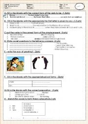 English Worksheet: Quiz unit 1 and 2 for common core classes