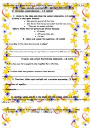 English Worksheet: 9th Mid -semester test n 1 9th forms (2016-2017)