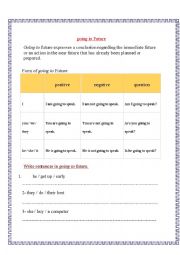 English Worksheet: going to