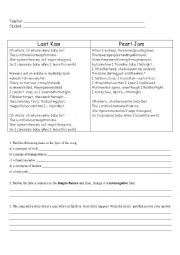 English Worksheet: Lyrics