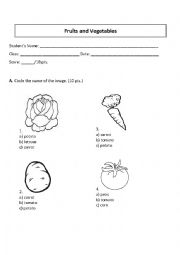 English Worksheet: Fruits and vegetables quiz