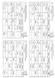 English Worksheet: Timetable subjects