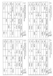 Timetable subjects