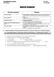 English Worksheet: idiomatic expressions