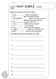 English Worksheet: Past Simple worksheet