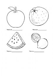 English Worksheet: Fruits for kids
