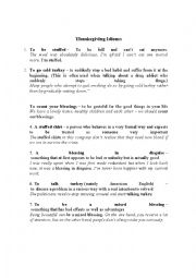 English Worksheet: Thanksgiving Idioms
