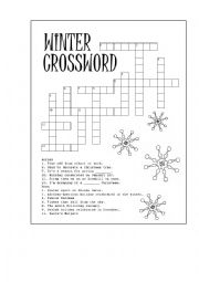 English Worksheet: Winter crossword