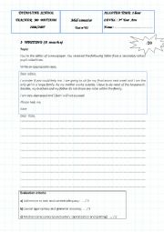 English Worksheet: mid-semester test n 02 3rd year