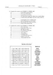 English Worksheet: There is- there are - months of the year