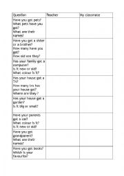 English Worksheet: HAVE GOT PAIRWORK SURVEY