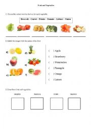 English Worksheet: Fruit and Vegetables vocab