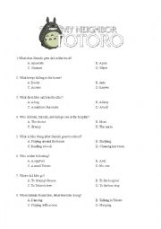 My Neighbor Totoro Movie Worksheet