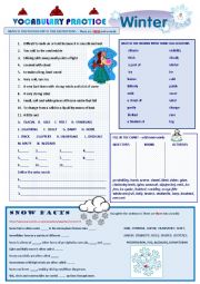 English Worksheet: Vocabulary Practice - Winter