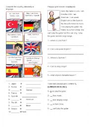 English Worksheet: nationalities and likes