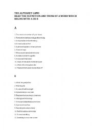 English Worksheet: GAME_ THE ALPHABET LETTERS A_B