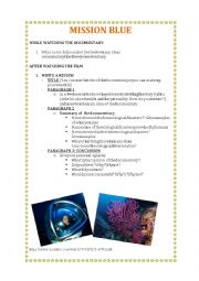 English Worksheet: REVIEW: MISSION BLUE