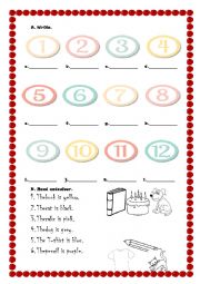 English Worksheet: NUMBERS&COLOURS