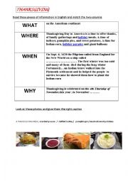 English Worksheet: thanksgiving