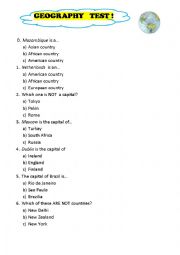 English Worksheet: geography test