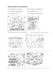 English Worksheet: Celebrations and dates