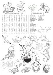 SEA ANIMALS -  WORDSEARCH