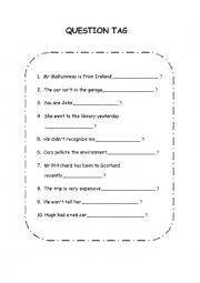 English Worksheet: Question Tag