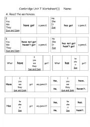 English Worksheet: have / has got