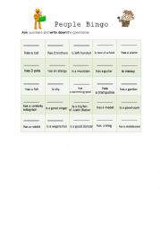 English Worksheet: People bingo 