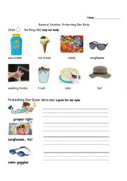 English Worksheet: Protecting Our Bodies