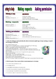 English Worksheet: offering to help or making requests