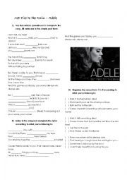 English Worksheet: Set Fire To The Rain - Adele (Song for Past Simple Practice)