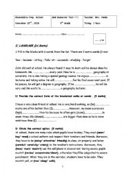 English Worksheet: mid semester test2 grade 9