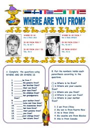 English Worksheet: WHERE ARE YOU FROM