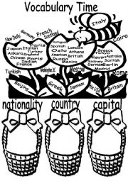 English Worksheet: COUNTRY NATIONALITY CAPITAL WORD GAME