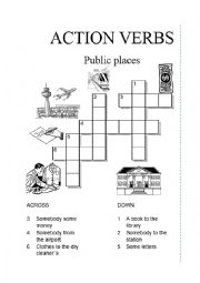 English Worksheet: Action Verbs (Public places)